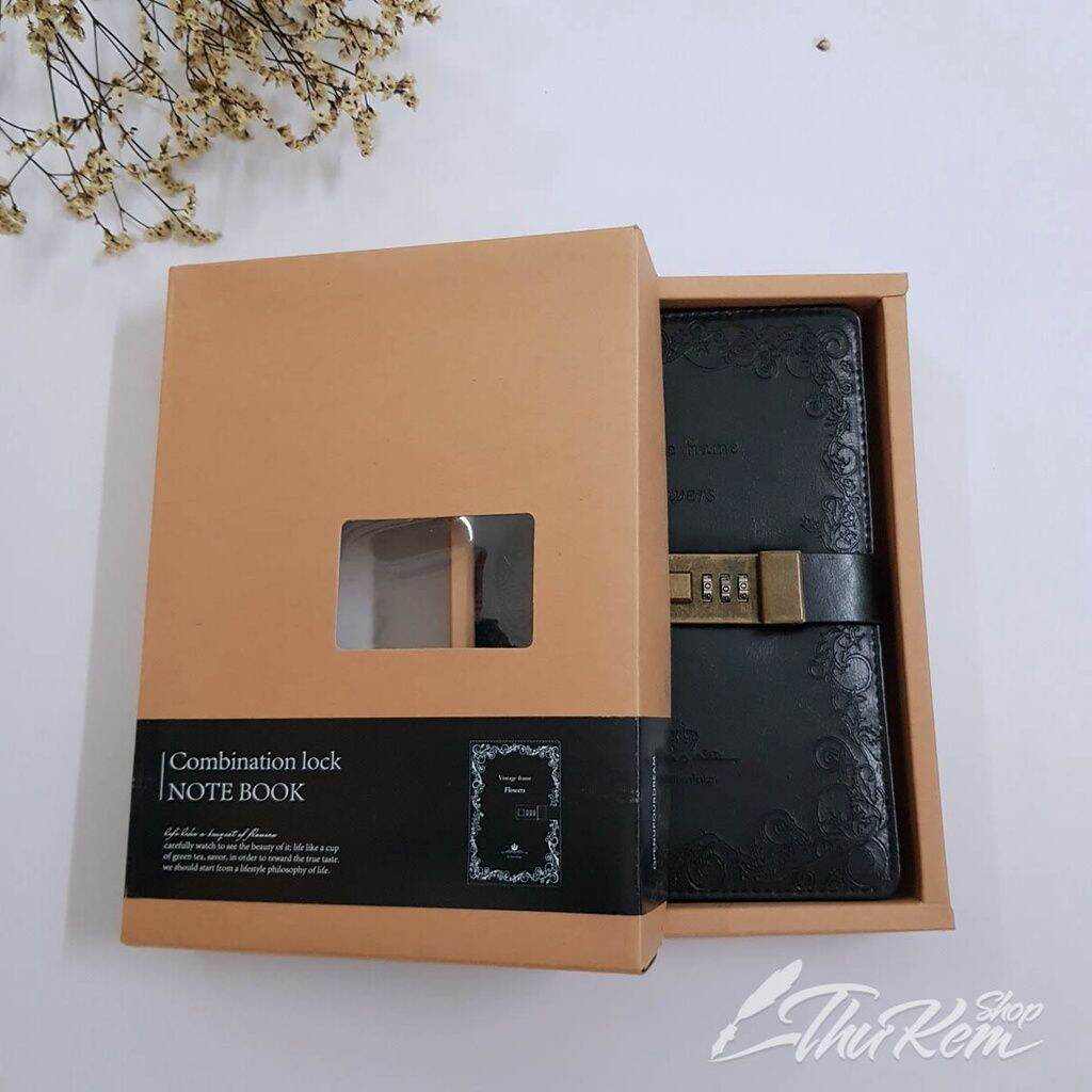 Sổ bìa da khóa mã số Vintage khổ A5 viết nhật ký cực chất