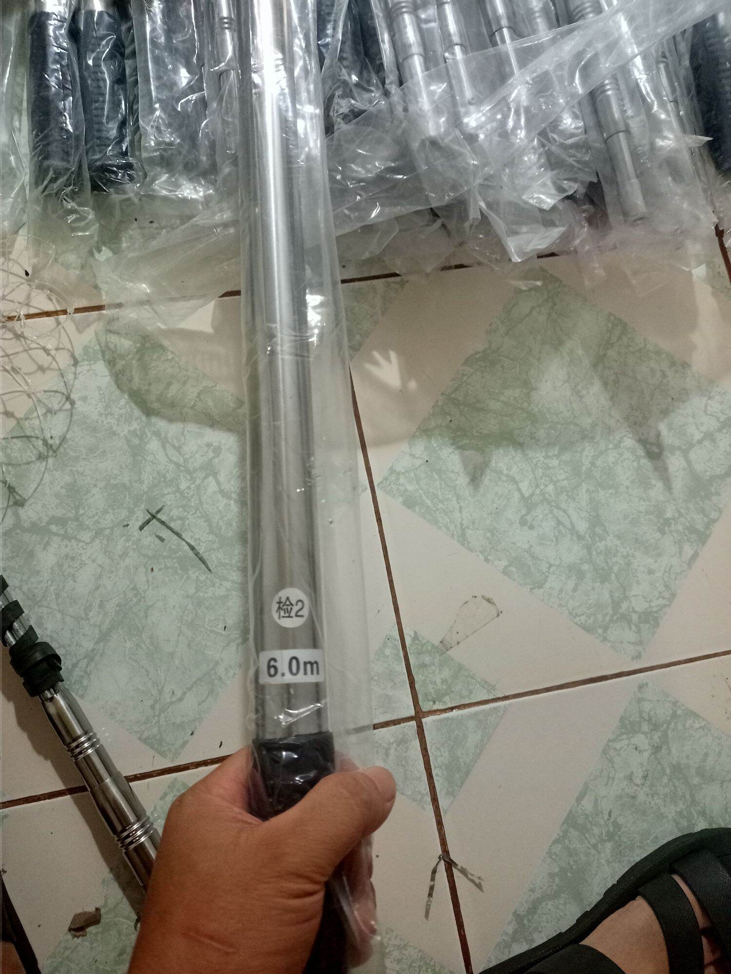Sào , cần, cán inox gắn vào rỗ hái trái cây loại 6m