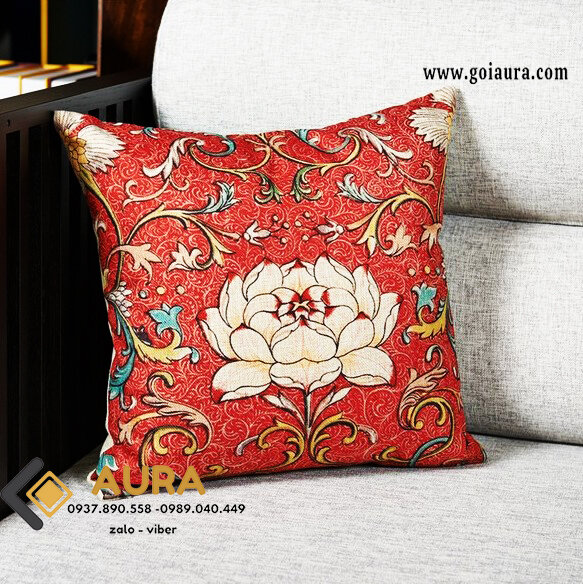 Gối tựa lưng văn phòng gối sofa gối trang trí mẫu thổ cẩm gối hoa văn cao cấp