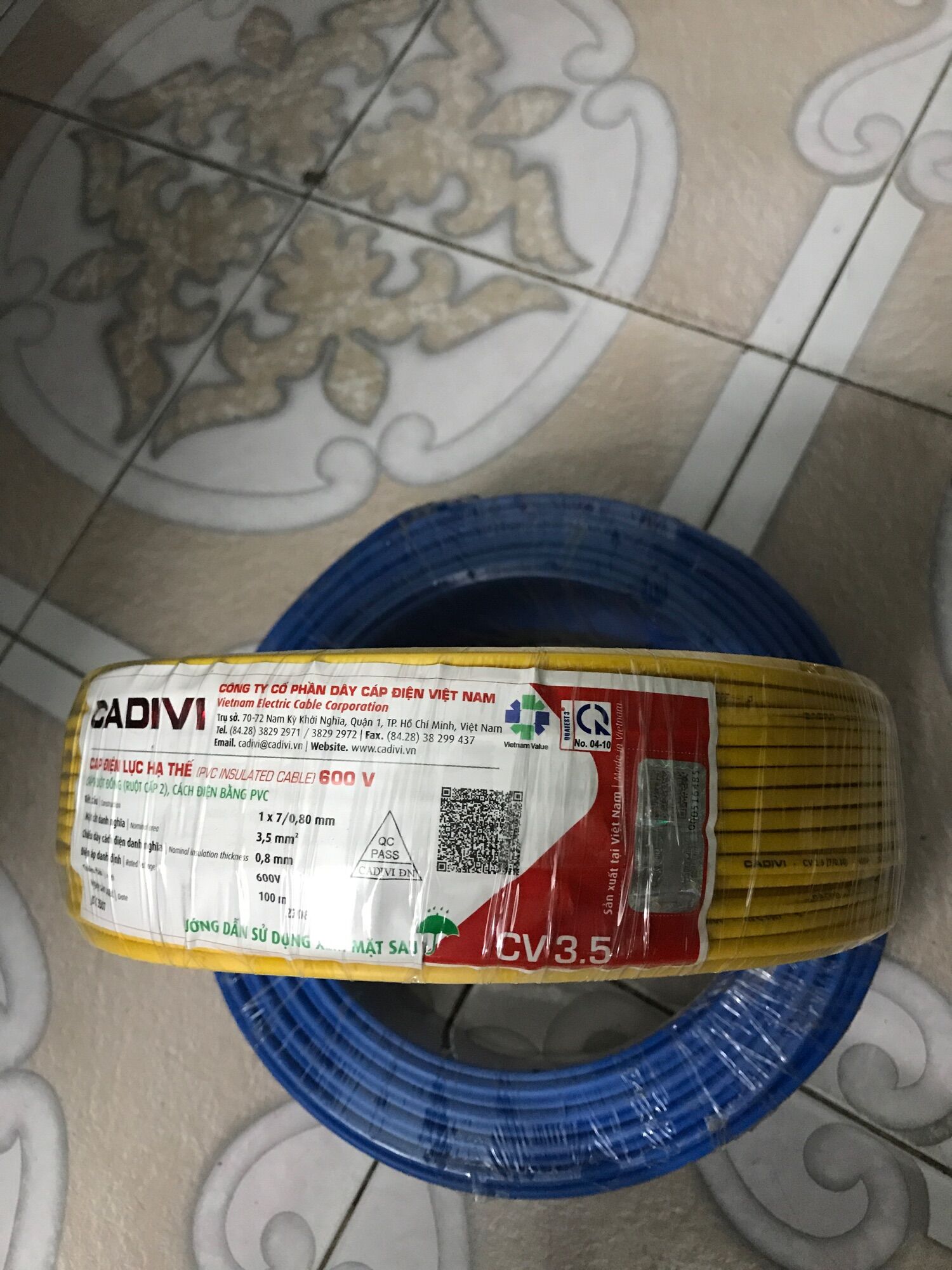 Dây điện cadivi 3.5 đơn - 100 mét