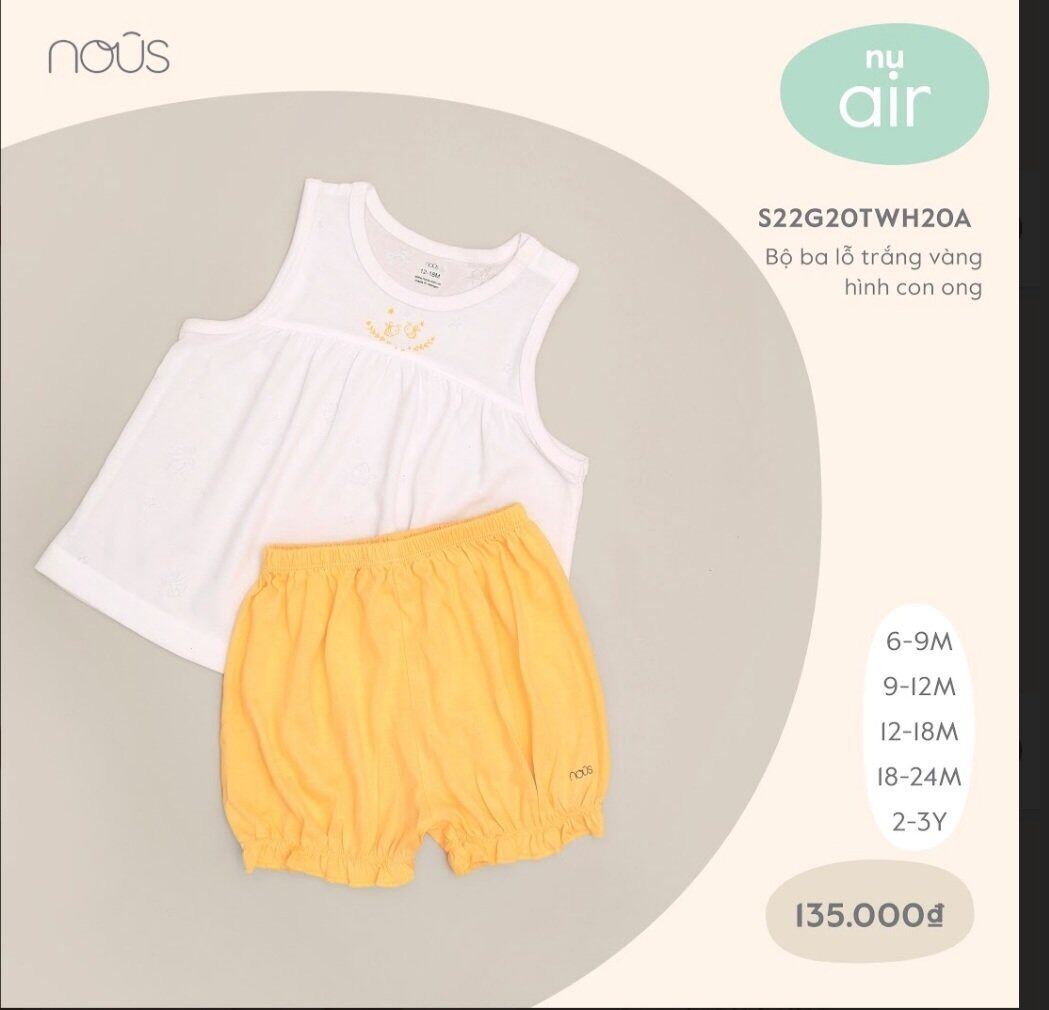 Bộ ba lỗ Nous cho bé trai , bé gái