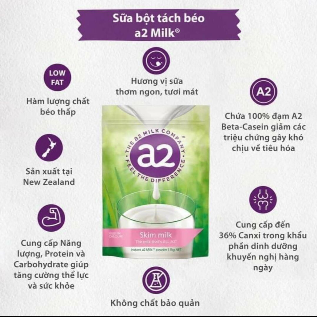 Sữa A2 tách kem Úc - Bịch 1kg