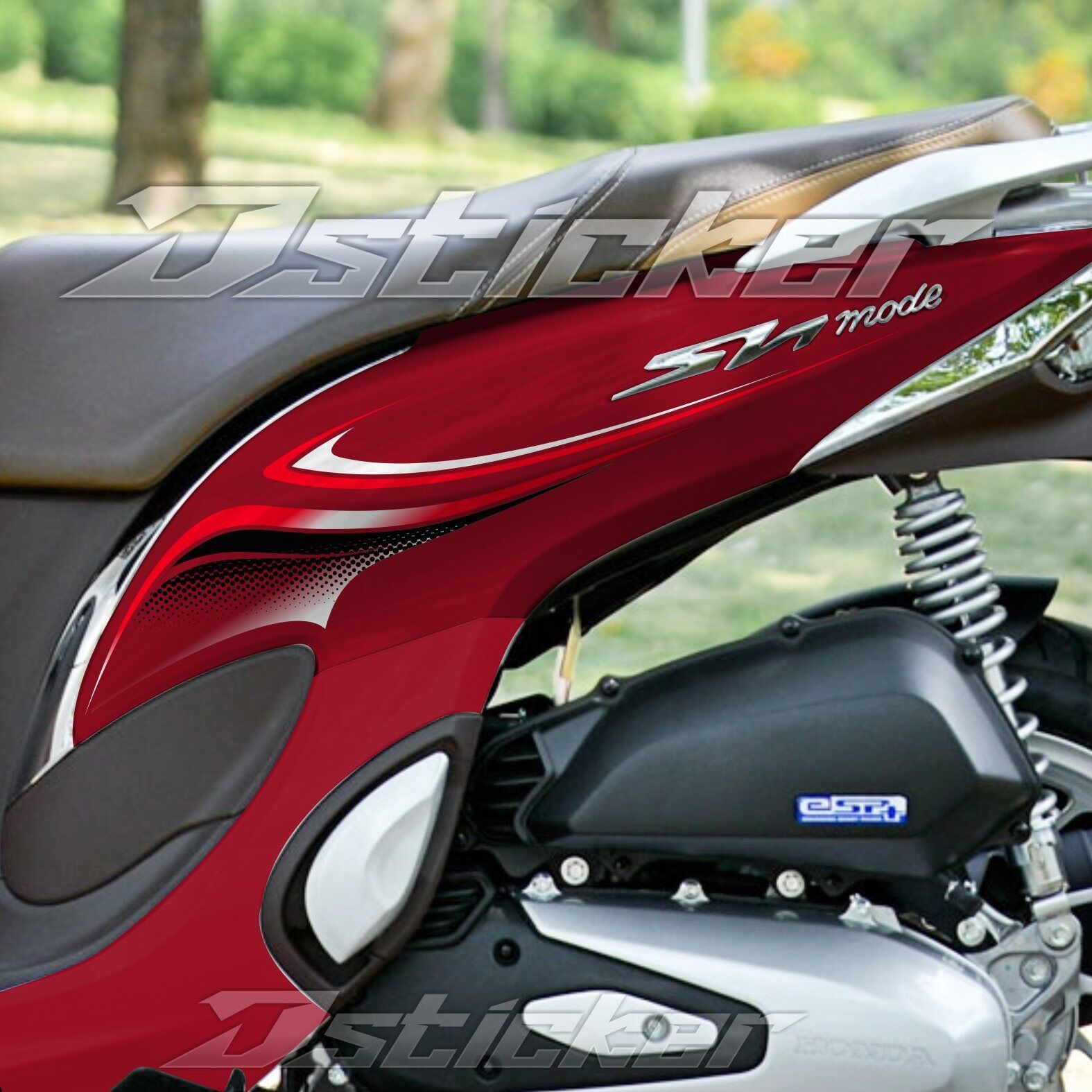 Tem Sh Mode 2020 - Chỉ Trắng Đen Rời Dán Xe Đỏ