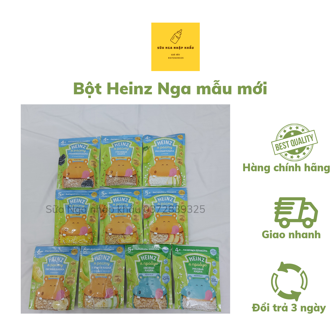 bột ăn dặm Heinz Nga mẫu mới, chứa sữa cho bé từ 4 5 6m