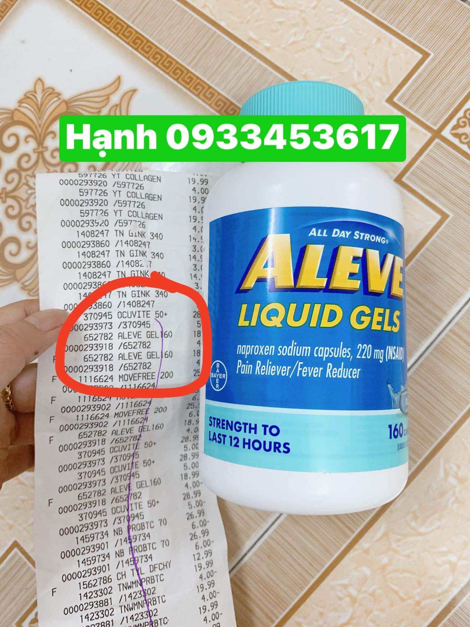 Aleve gel 160 viên hàng mua tại Mỹ