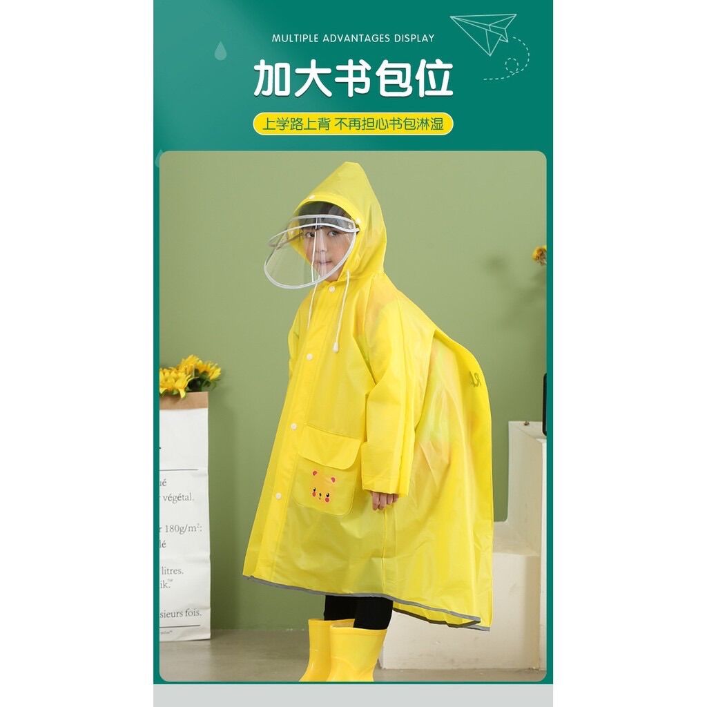 Áo mưa cho bé form rộng đeo được balo (Hàng có sẵn)
