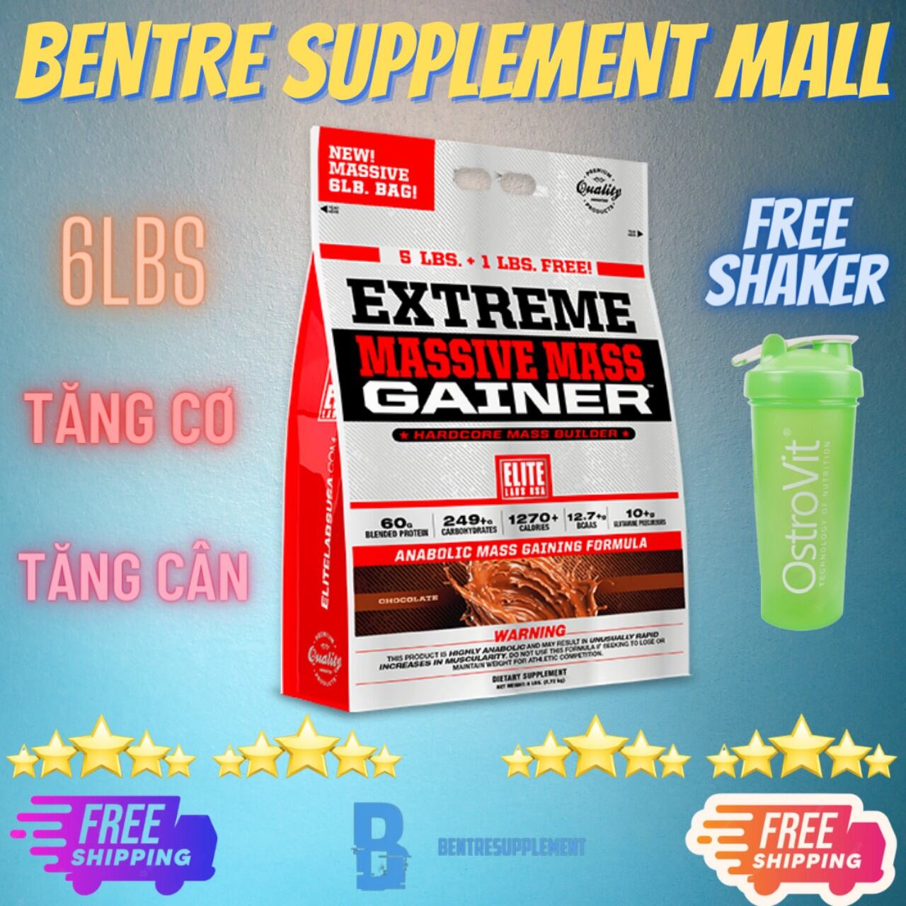 ELITELABS EXTREME MASSIVE MASS GAINER SỮA TĂNG CÂN TĂNG CƠ 6LBS