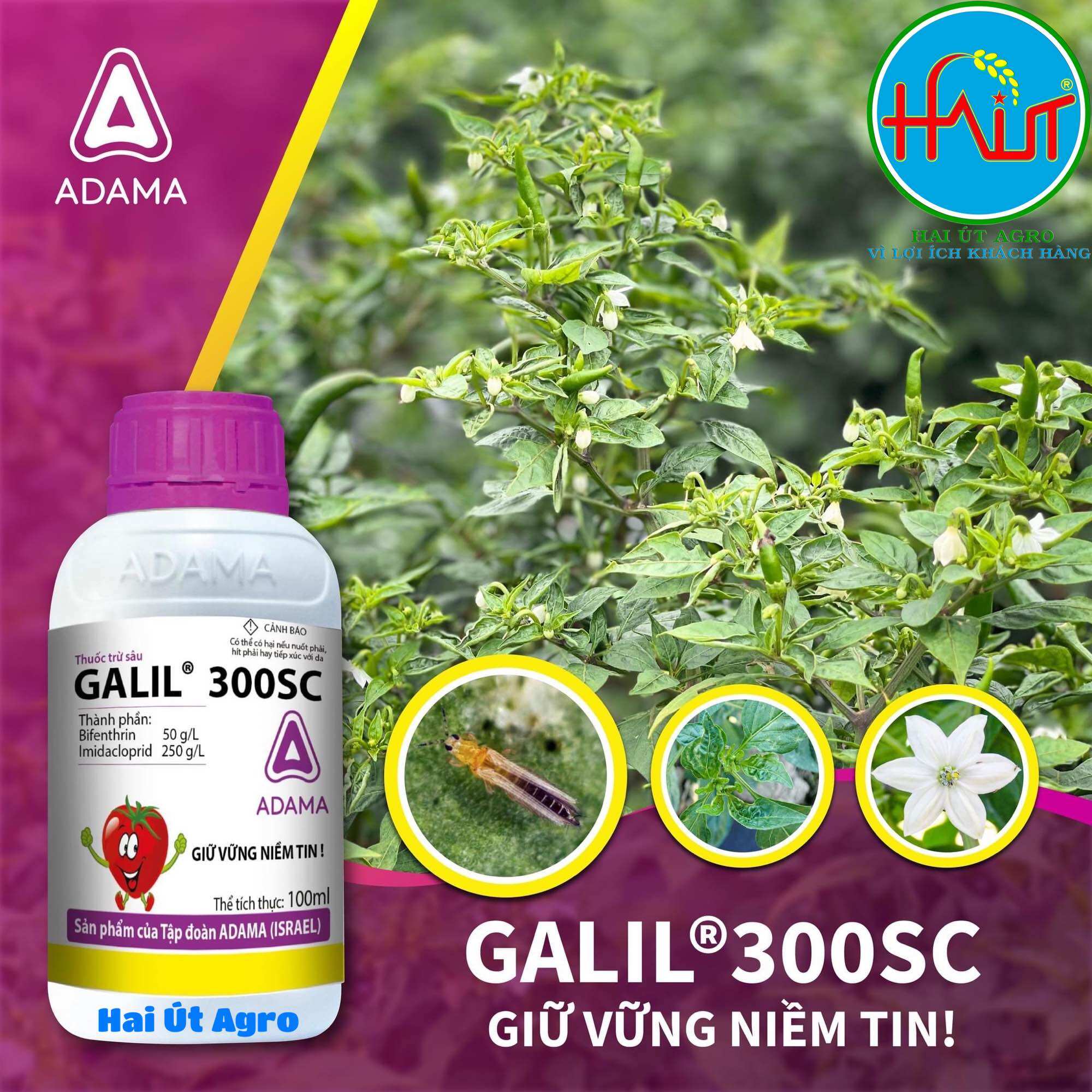 Galil 300SC 100ML - Đặc hiệu Bọ Trĩ, Nhện, rầy - Dạng sữa không gây nóng cây