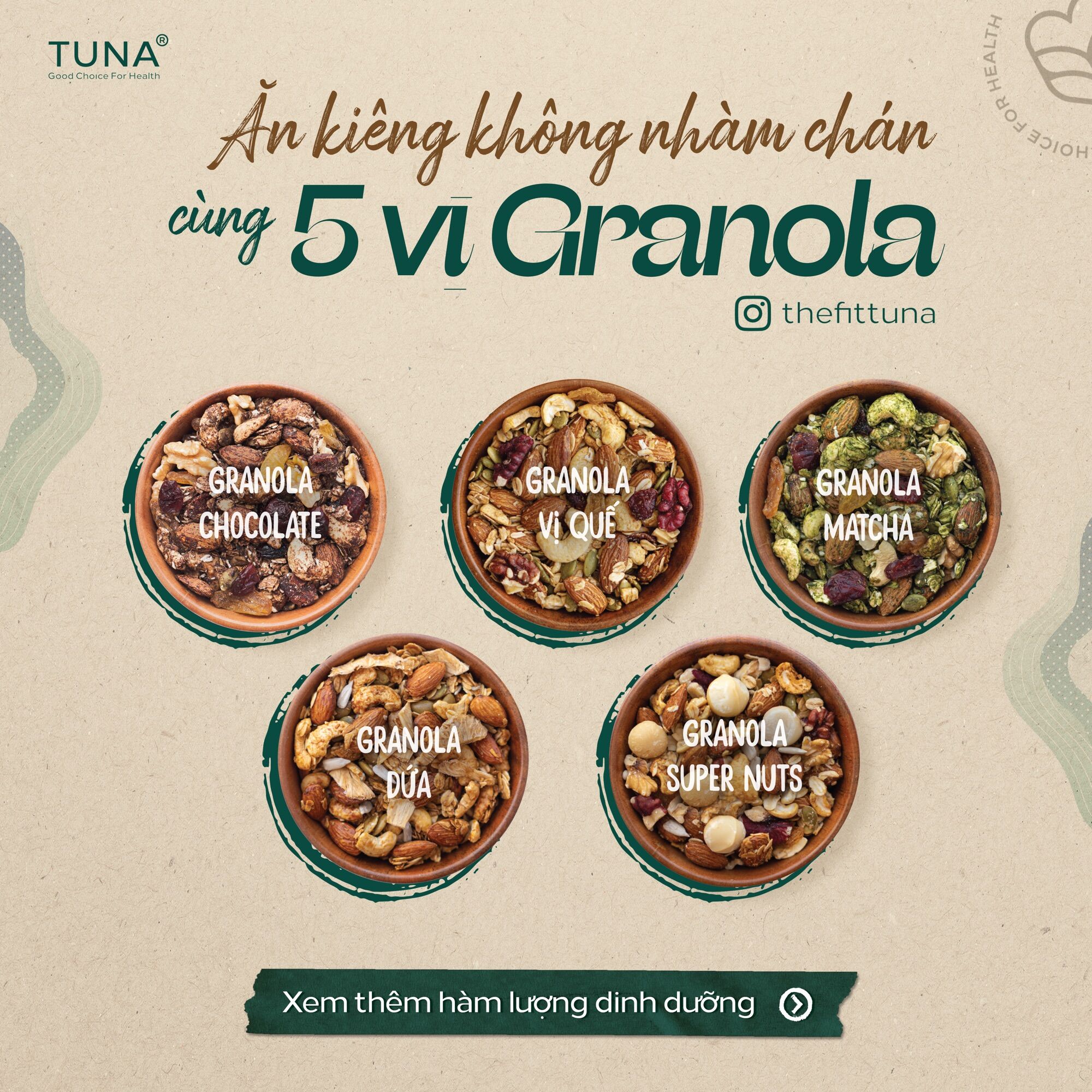 Combo 120g Granola Ngũ Cốc Ăn Kiêng Không Đường