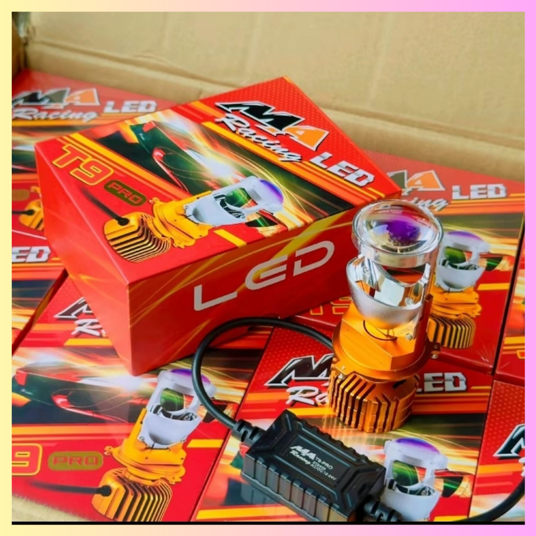 Đèn Pha LED Bi cầu mini T9 Pro V2 MA Racing chân H4 lắp pha xe máy( giá 1 bóng)  Mẫu Mới nhất 2024/ Tặng 1 Bóng hậu nháy Audi