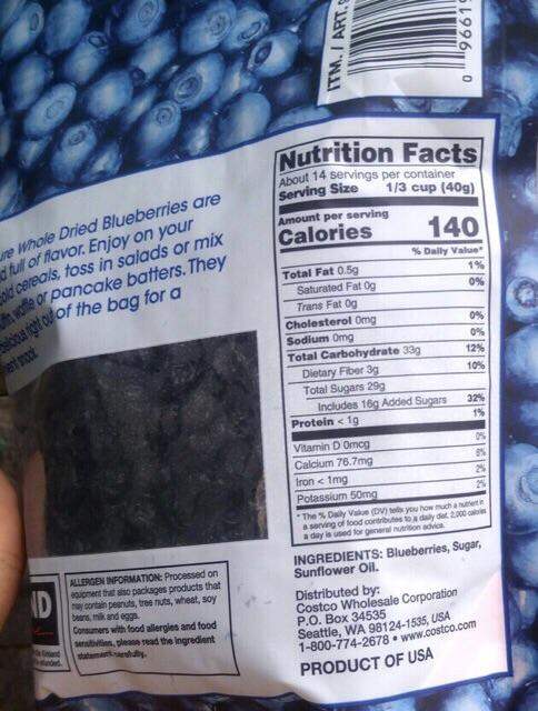 Quả Việt Quất Sấy Khô Blueberries Whole Dried của Kirkland Mỹ túi 567gr