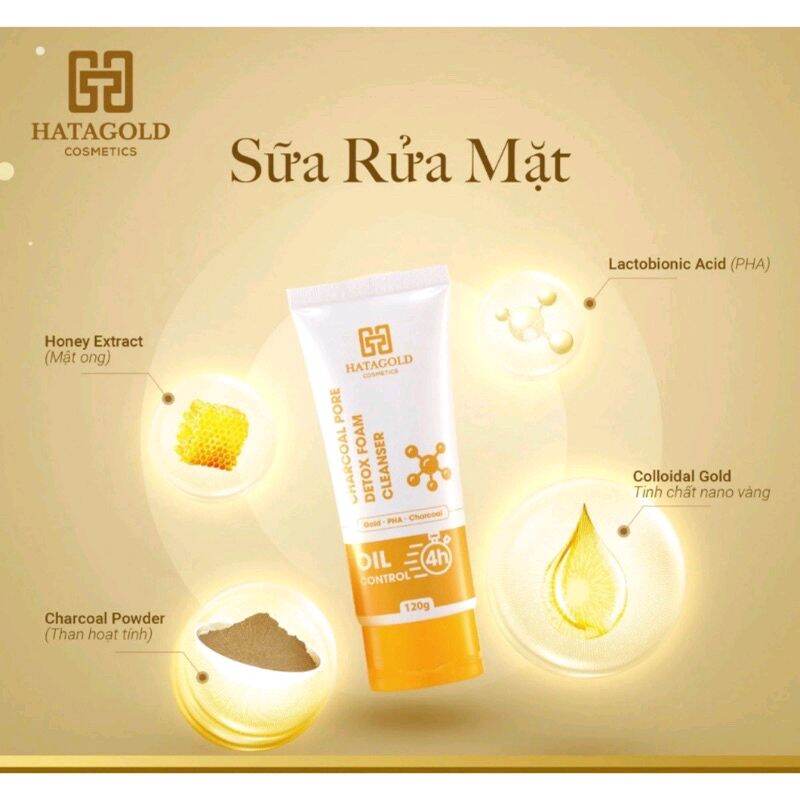 Sữa rửa mặt hatagold thải độc than hoạt tính - charcoal pore detox foam cleanser - oil control 4h - kl:120g
