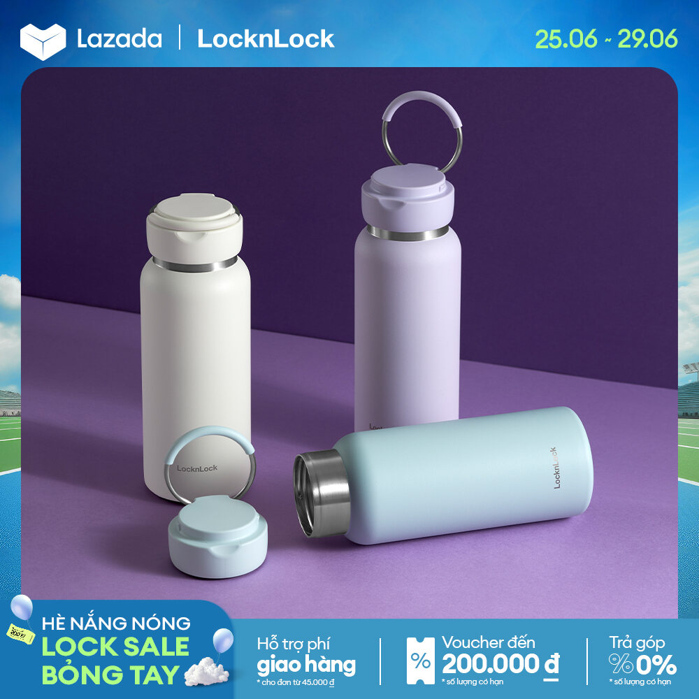 Bình giữ nhiệt Lock&Lock Sling Ring Tumbler 650ml - 800ml - Màu mint, tím nhạt, ngà LHC4321-22