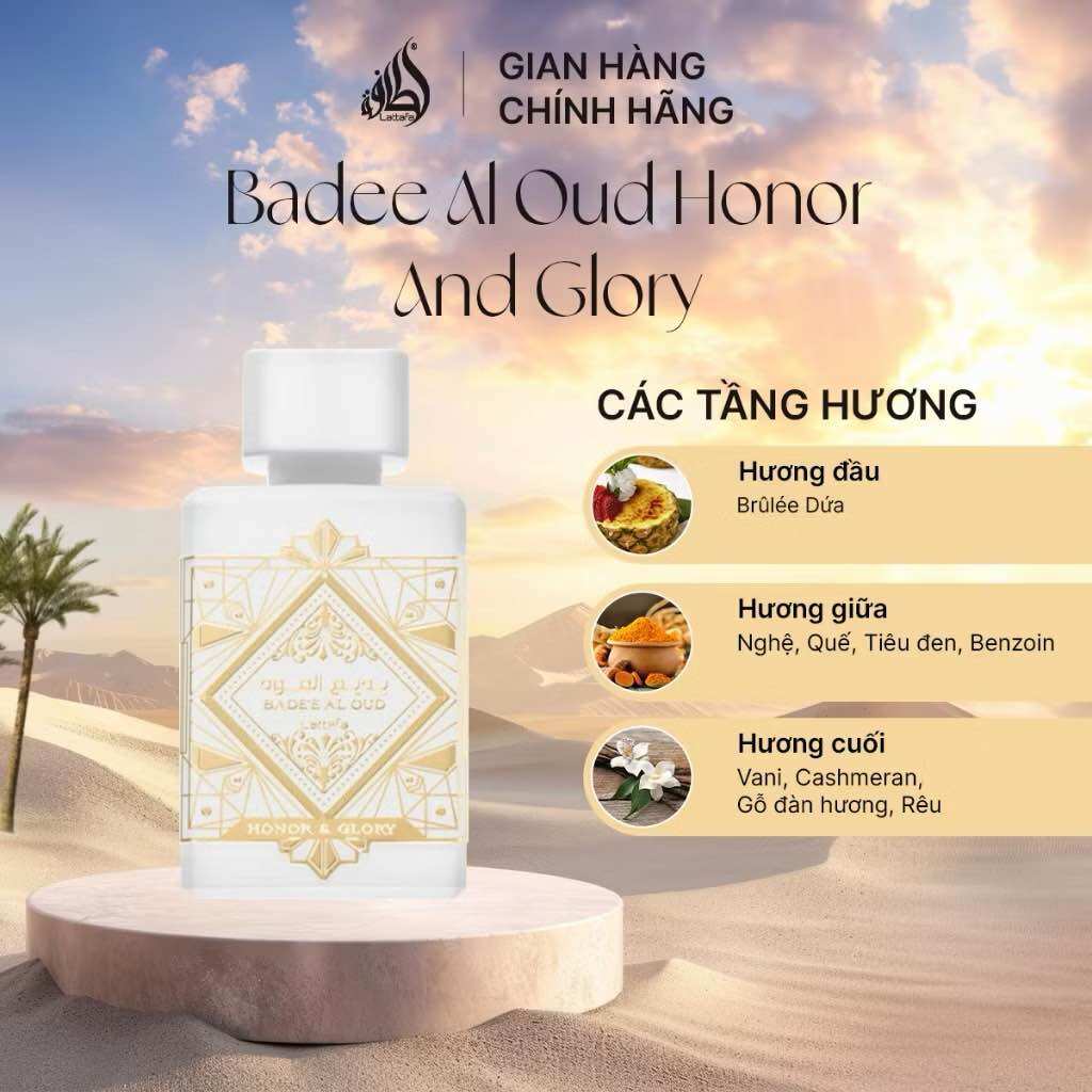 [ Tặng 1 Lăn Mini] Nước hoa Lattafa Badee Al Oud Honor Glory Unisex EDP hương thơm sang trọng mạnh mẽ 100ml Cam Kết Chính Hãng F.A.K.E đền 10tr