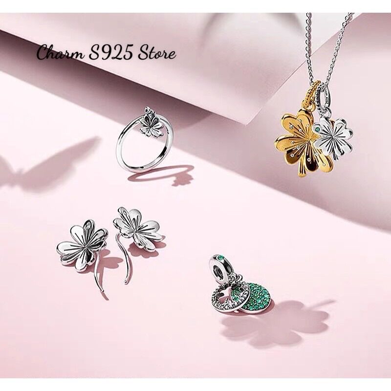 PAN ALE CHARM TREO CỎ 4 LÁ BẠC S925 CAO CẤP