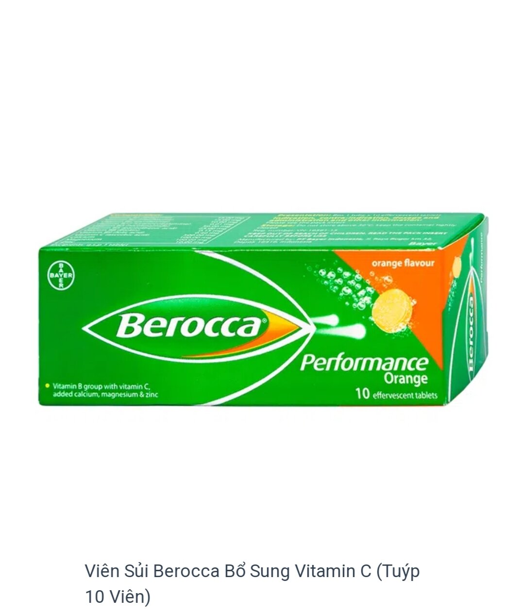 VIÊN SỦI Berocca Performance Orange Vị Cam Bayer (T/10v)