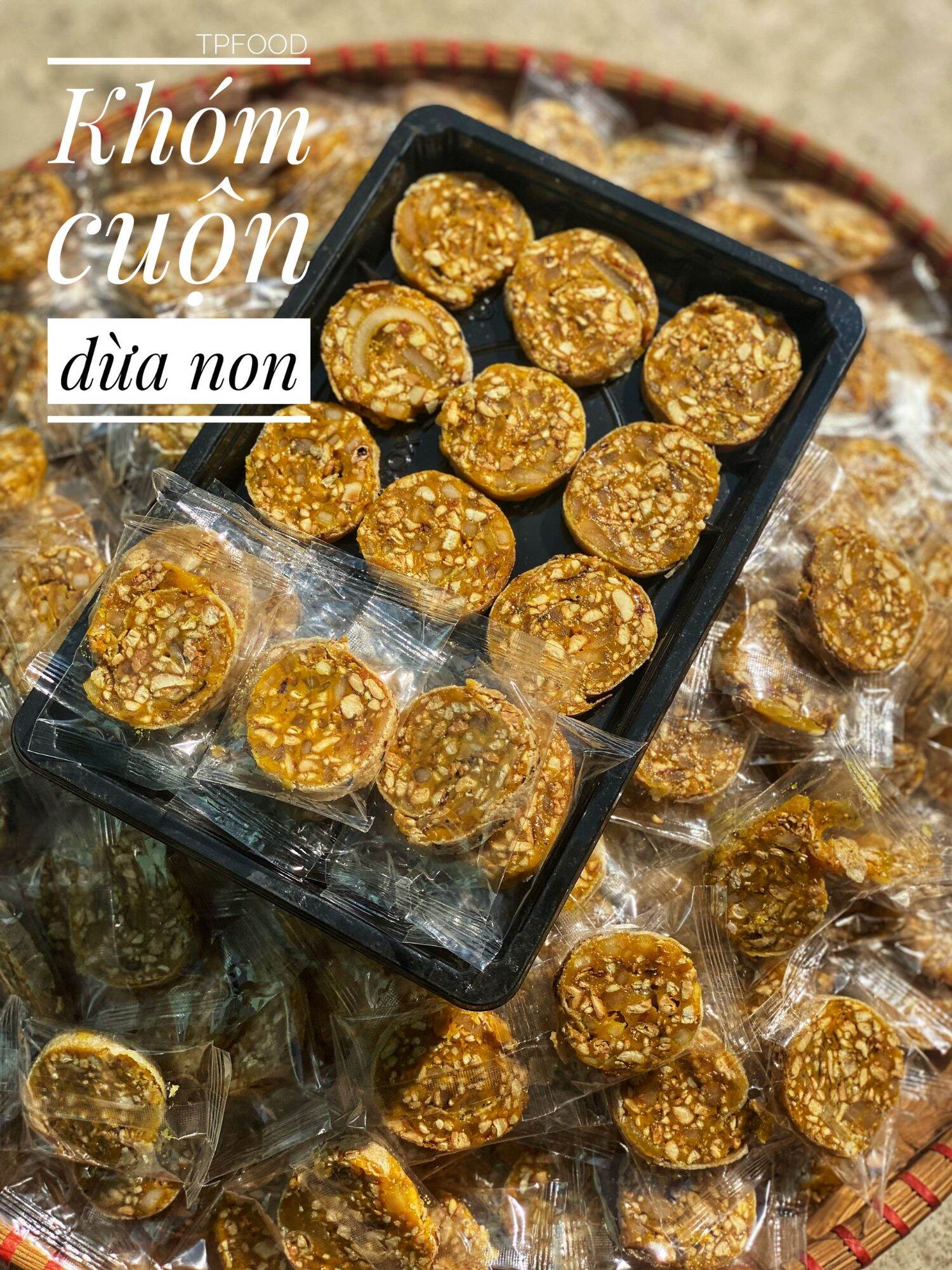 Kẹo khóm cuộn dừa non ít đường 500g