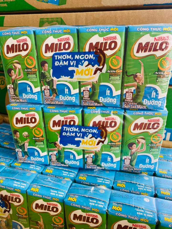 sữa milo ít đuong (1 thùng 48 hộp ×180ml )