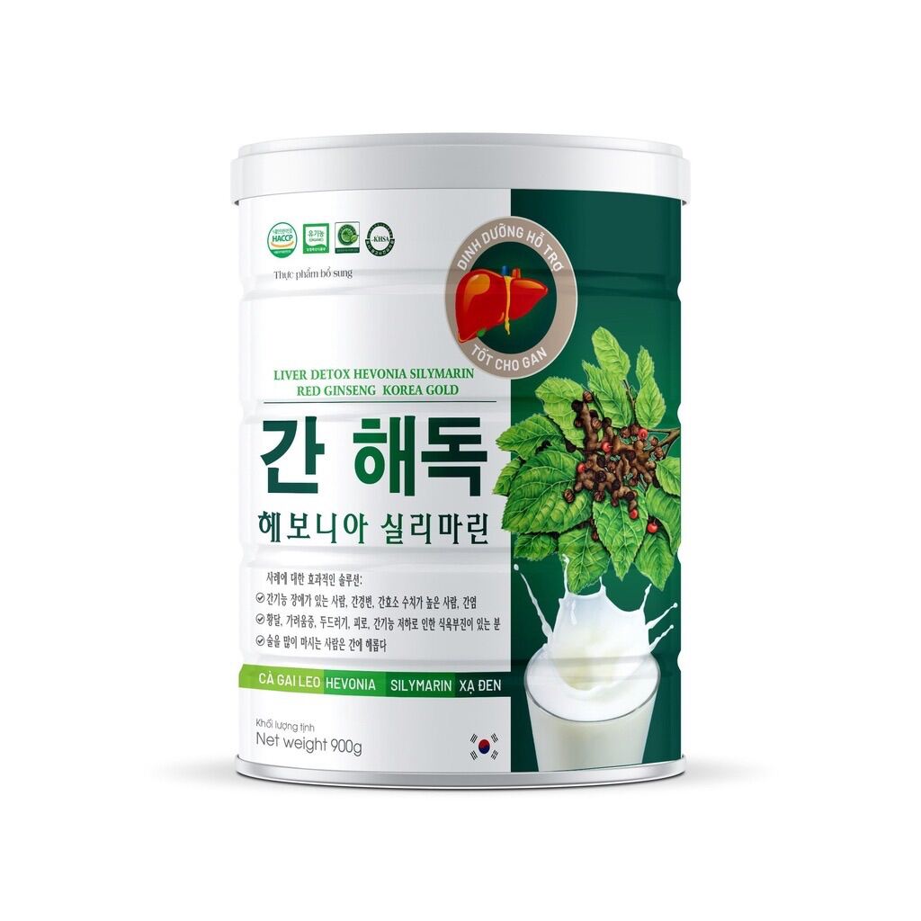 Hộp 900g sữa Giải độc gan LIVER DETOX Hevonia Silymarin Red Ginseng Korea