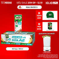 [ƯU ĐÃI THÁNG 10][Giao hàng toàn quốc] [Phiên bản ống hút 4 chiều] Thùng Sữa lúa mạch Nestle MILO với sữa A2 12 lốc (48 hộp x180 ml)
