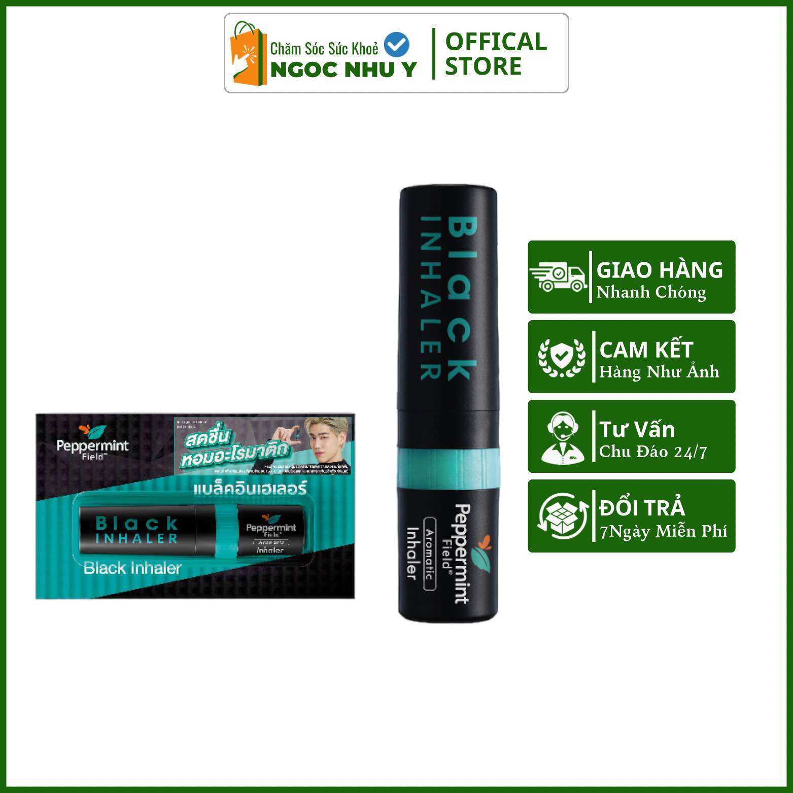 Ống Hít Thông Mũi 2 Đầu Peppermint Black Field Thái Lan