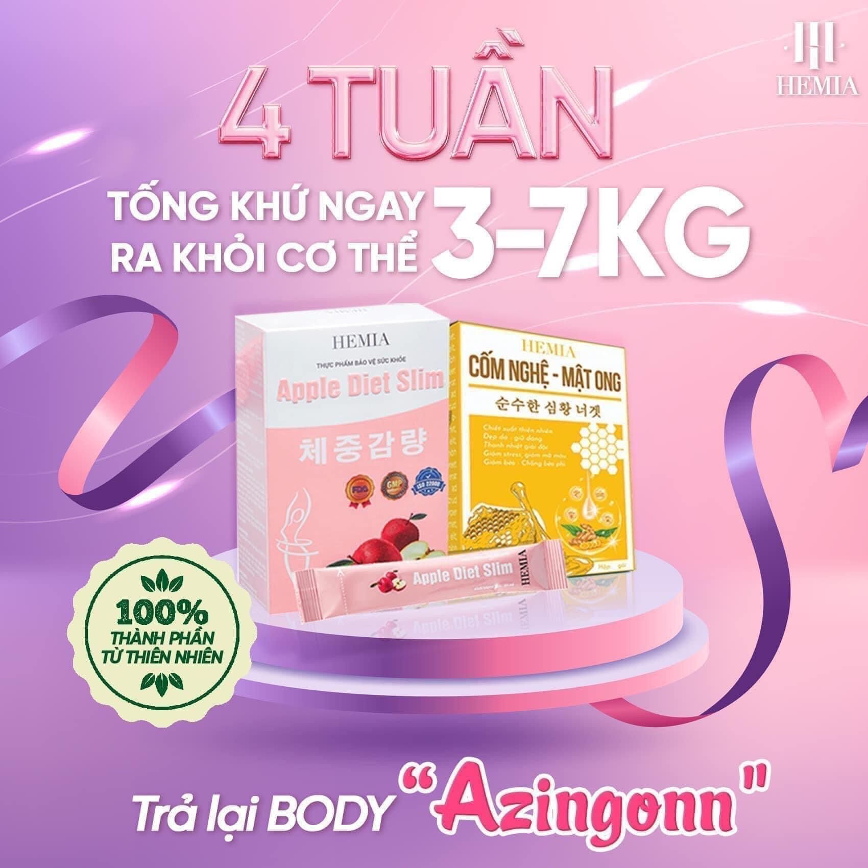 Thạch táo hemia giảm cân tặng cốm
