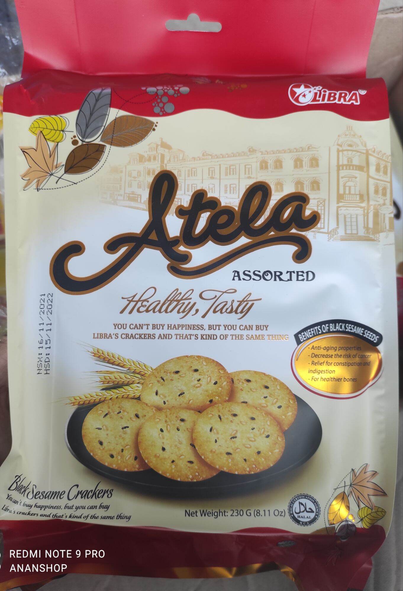 Bánh quy mè đen Atela Libra gói 230g thumbnail