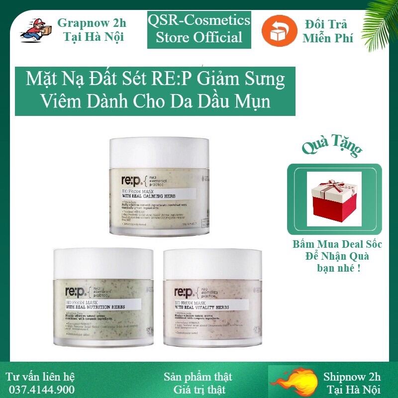 Mặt Nạ Đất Sét Re:p Giảm Sưng Viêm Mụn Và Se Khít Lỗ Chân Lông Rep Bio Fresh Mask With Real Calming Herbs 130G