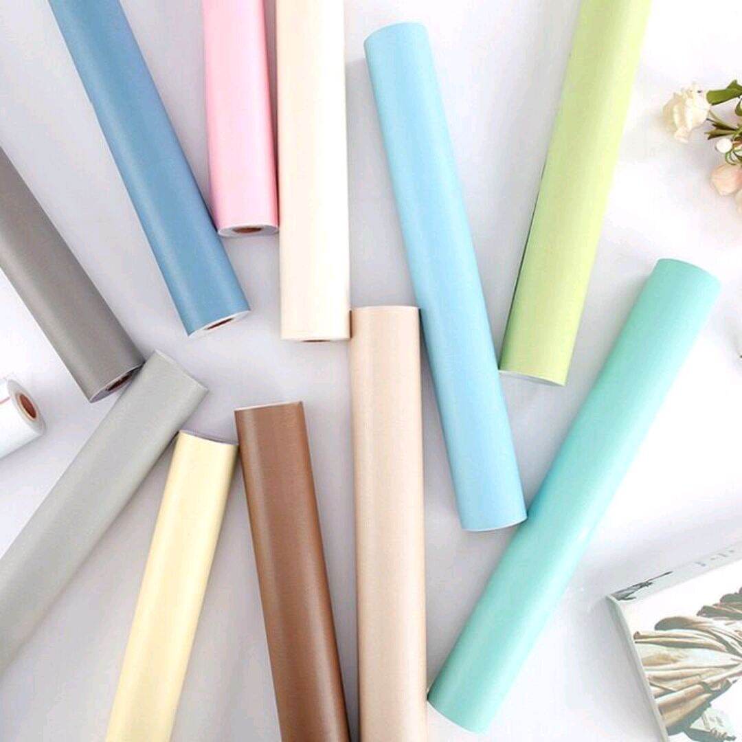 10 mét giấy dán tường có keo sẵn khổ rộng 45cm - mẫu xanh cổ vịt đơn sắc, XANH COBAN, XANH BƠ