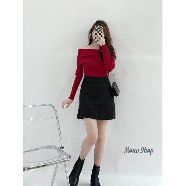 Áo bẹt vai len tăm tay dài siêu hot