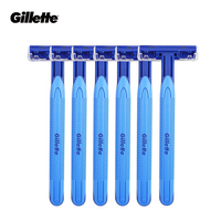 Gillette | Dao Cạo Râu Dùng Một Lần Gillette, Lưỡi Dao 2 Lớp Có Dải Bôi Trơn, Gói 6 Cái, Dành Cho Nam