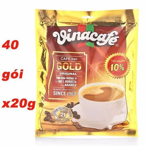 Cà phê sữa hòa tan Vinacafe 3 in 1 Gold Original túi 800g (40 gói x 20g)