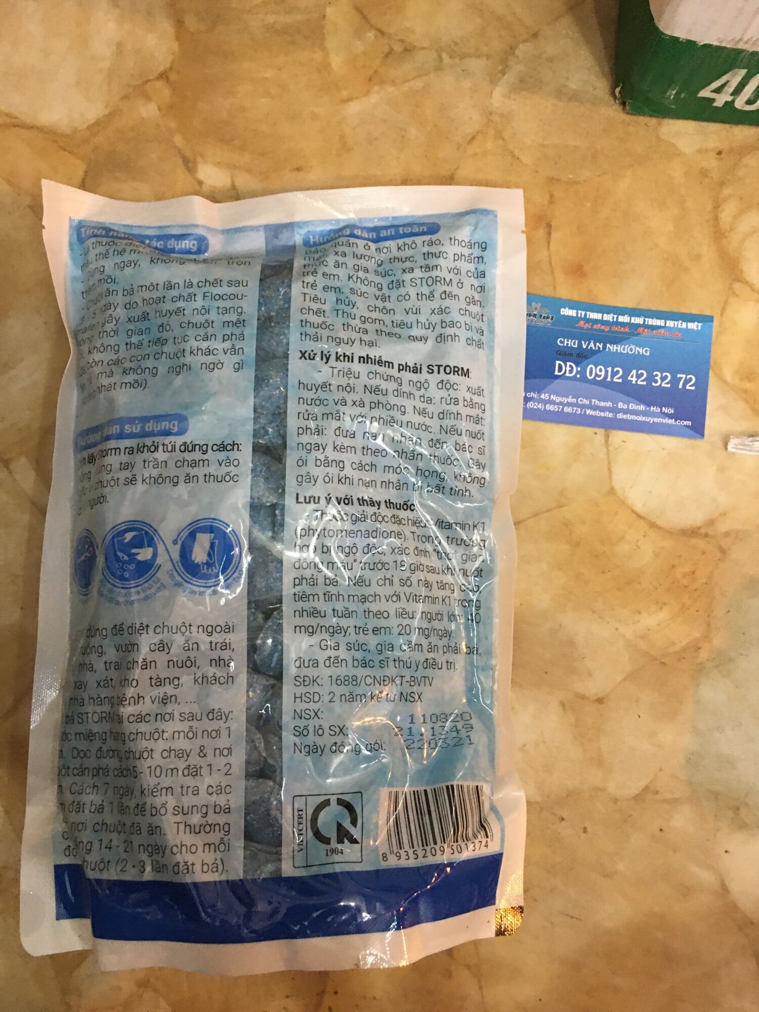 Thuốc diệt chuột sinh học STORM túi 1kg