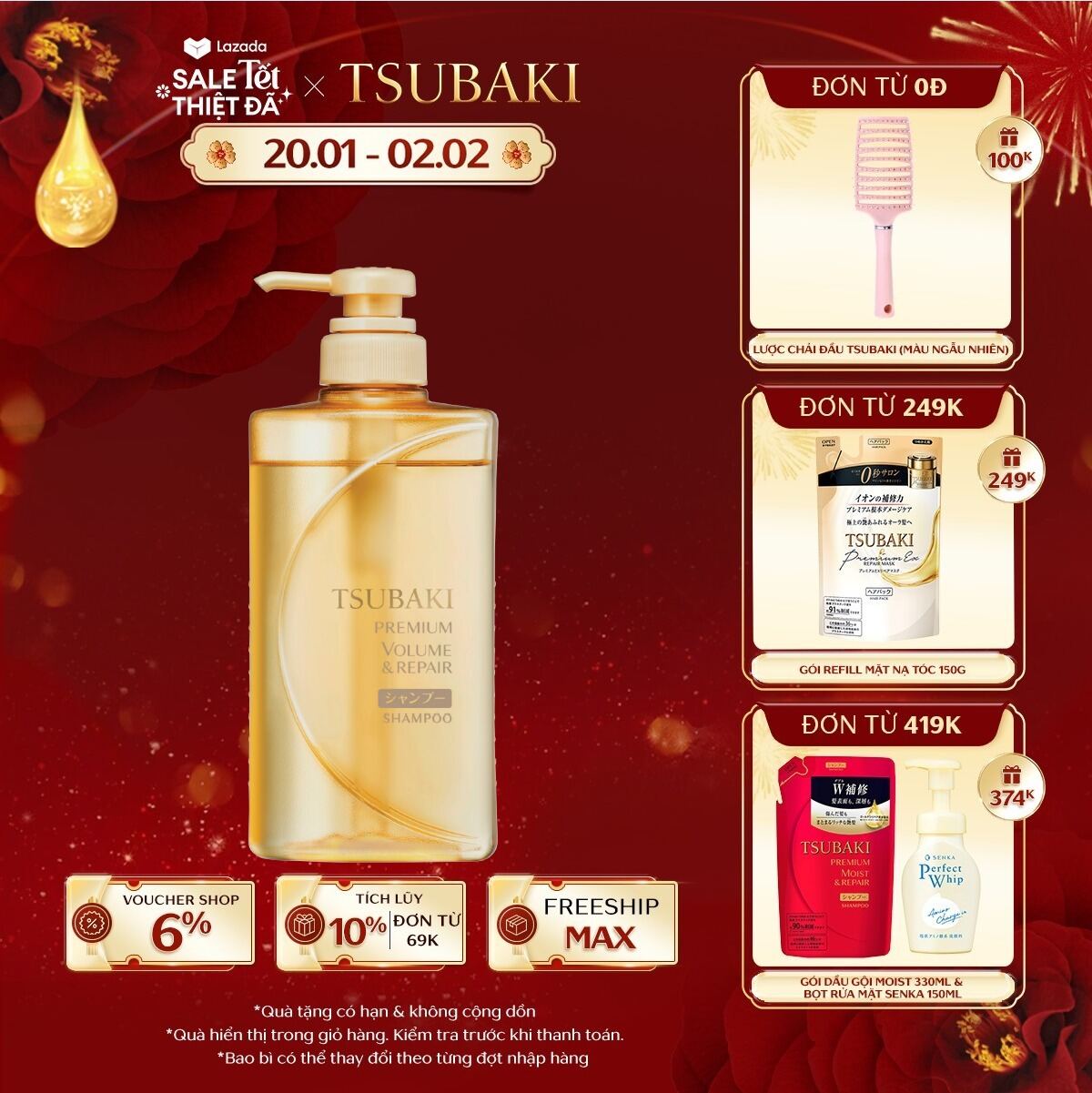 Dầu gội phục hồi hư tổn ngăn rụng tóc Tsubaki premium repair shampoo 490ml