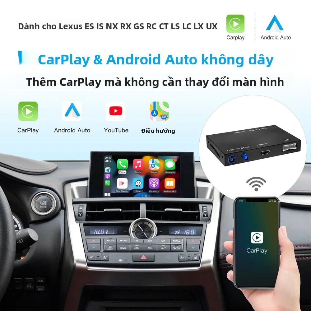 Hệ Thống Carplay Không Dây CARABC Dành Cho Xe Lexus Các Đời 2014-2019, Hỗ Trợ Android Auto, YouTube Và Camera Lùi Giá 9,558,000 Đồng*Miễn phí vận chuyển