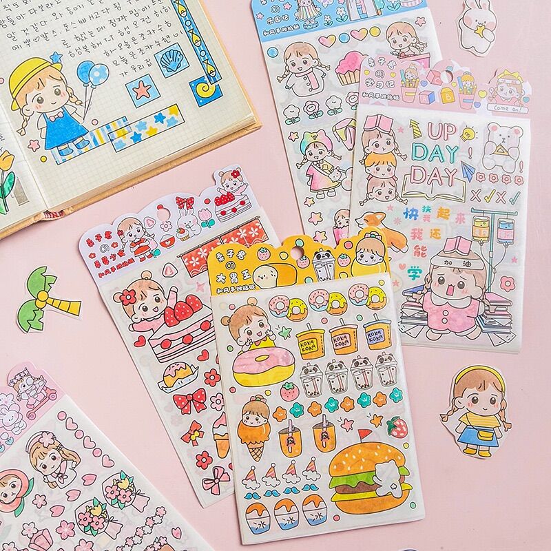 Set 4 tờ sticker dán trang trí siêu dễ thương