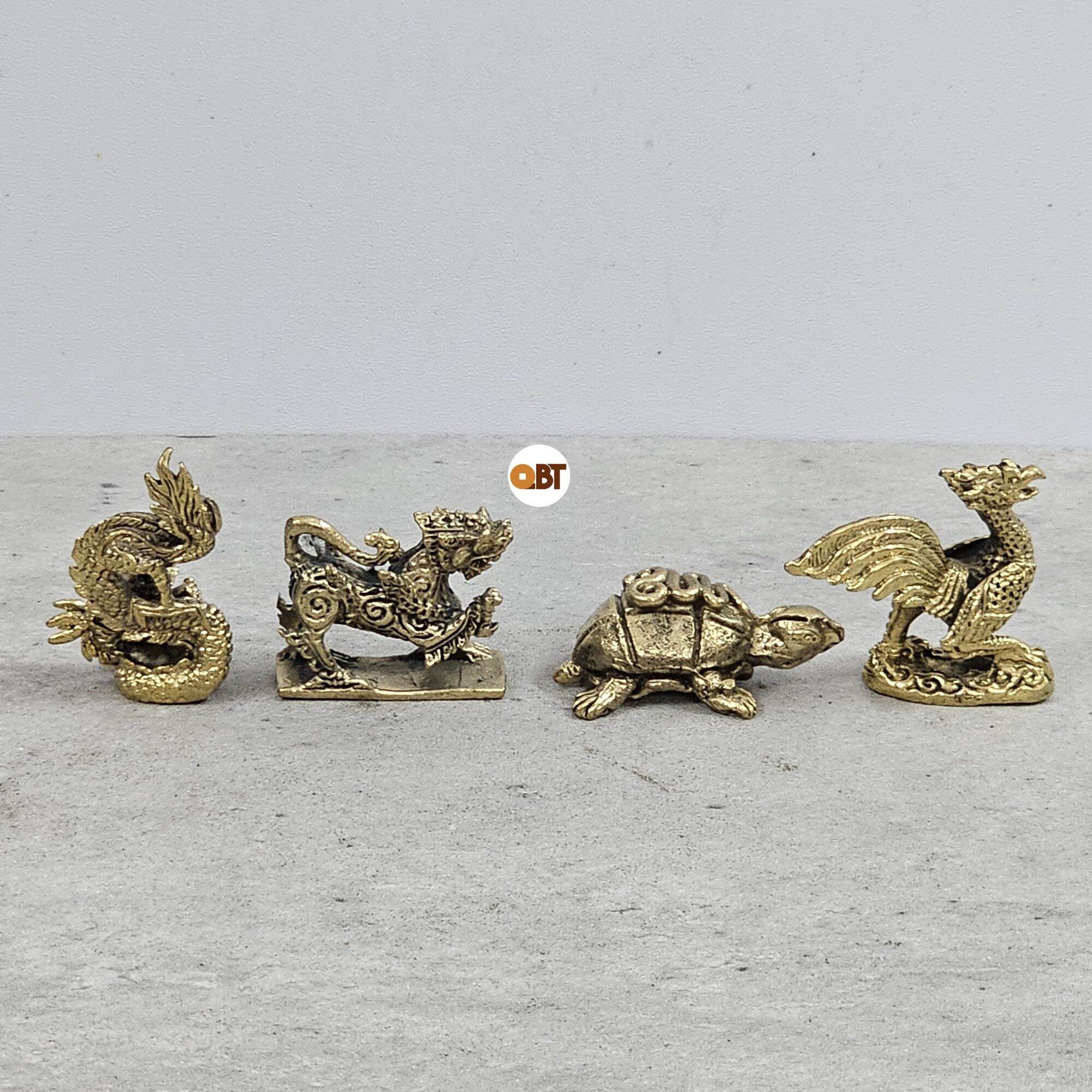 Bộ tứ linh bằng đồng mini - Long Lân Quy Phụng
