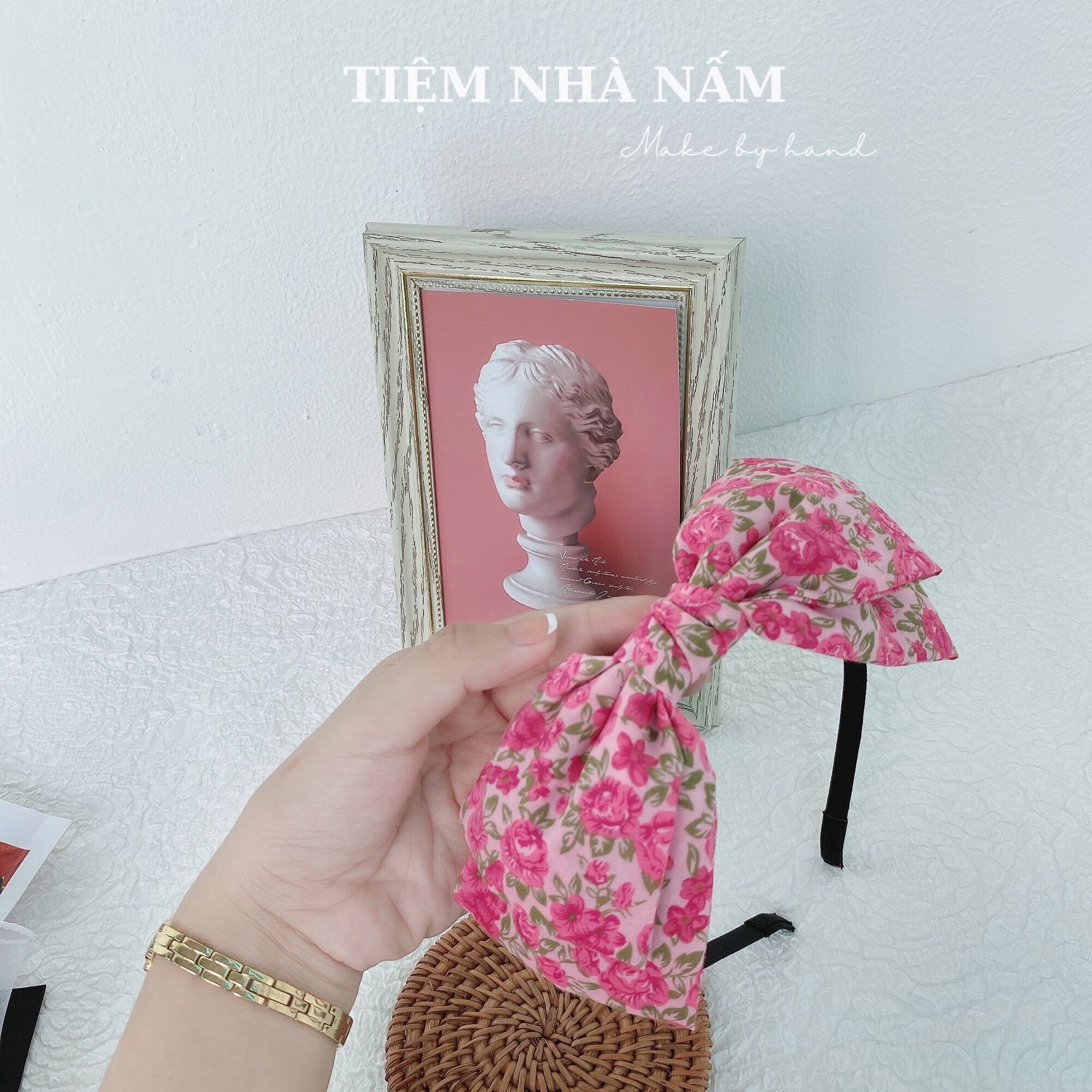 [HCM]?? BỜM / CÀI TÓC NƠ HOA HỒNG XINH XẮN - [ Nhà Nấm handmade ]