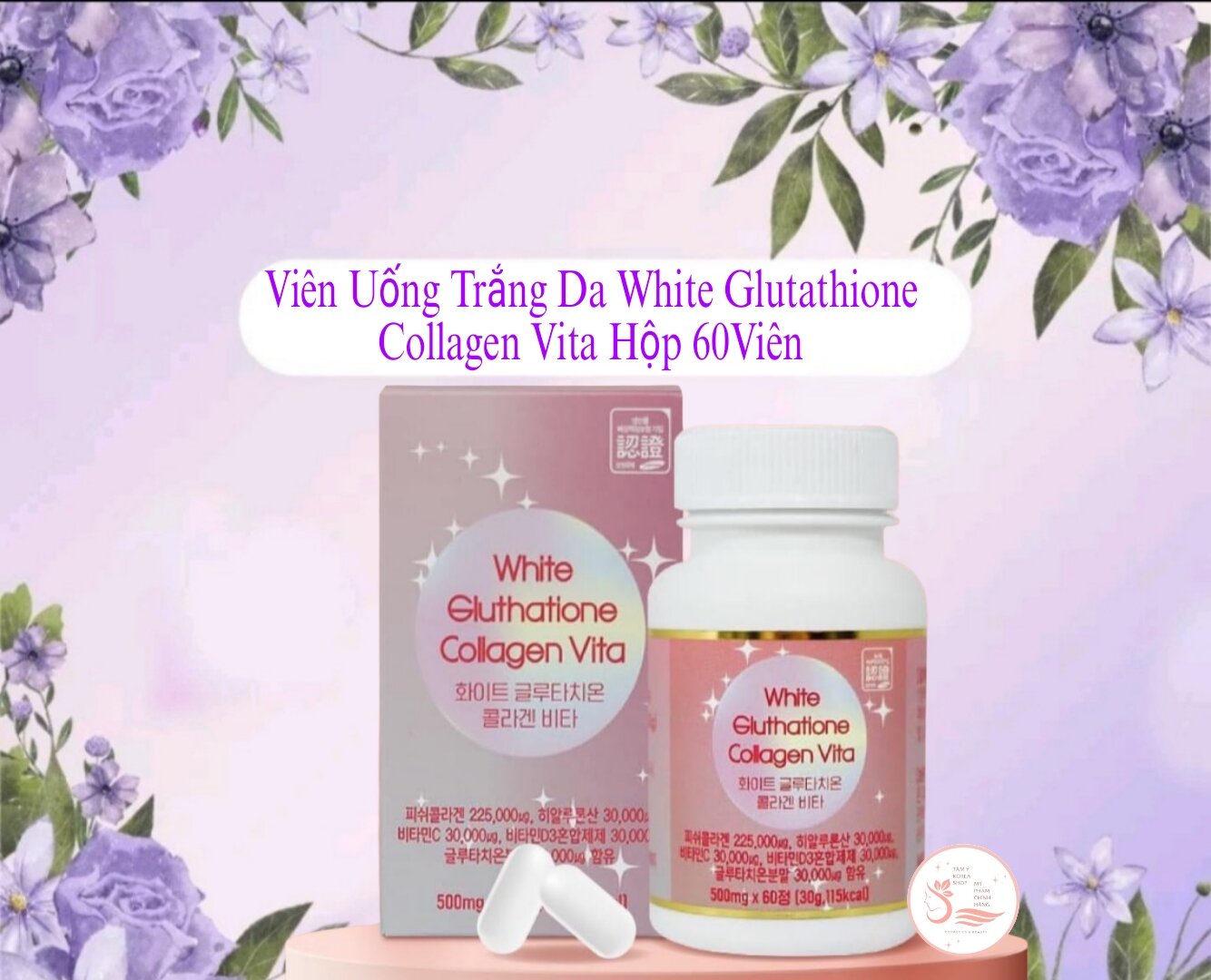 Viên Uống Trắng Da White Glutathione Collagen Vita 60 Viên