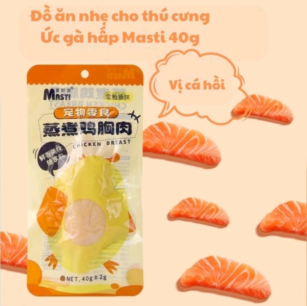 Ức gà hấp Masti cho chó mèo ăn liền thơm ngon,dinh dưỡng.