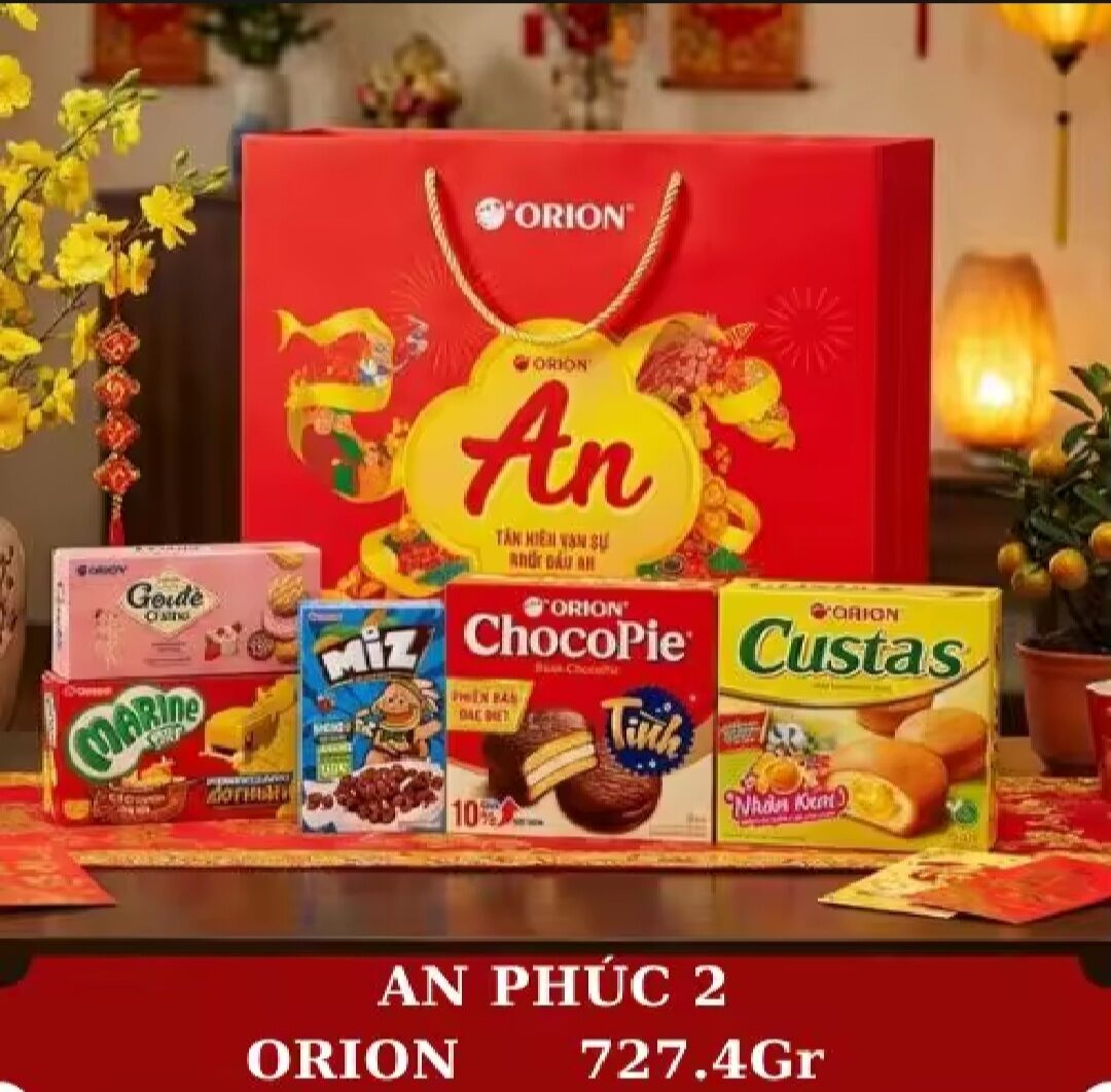 BỘ QUÀ TẾT ORION AN PHÚC 2 GỒM 5 LOẠI BÁNH. GIAO MẪU NGẪU NHIÊN