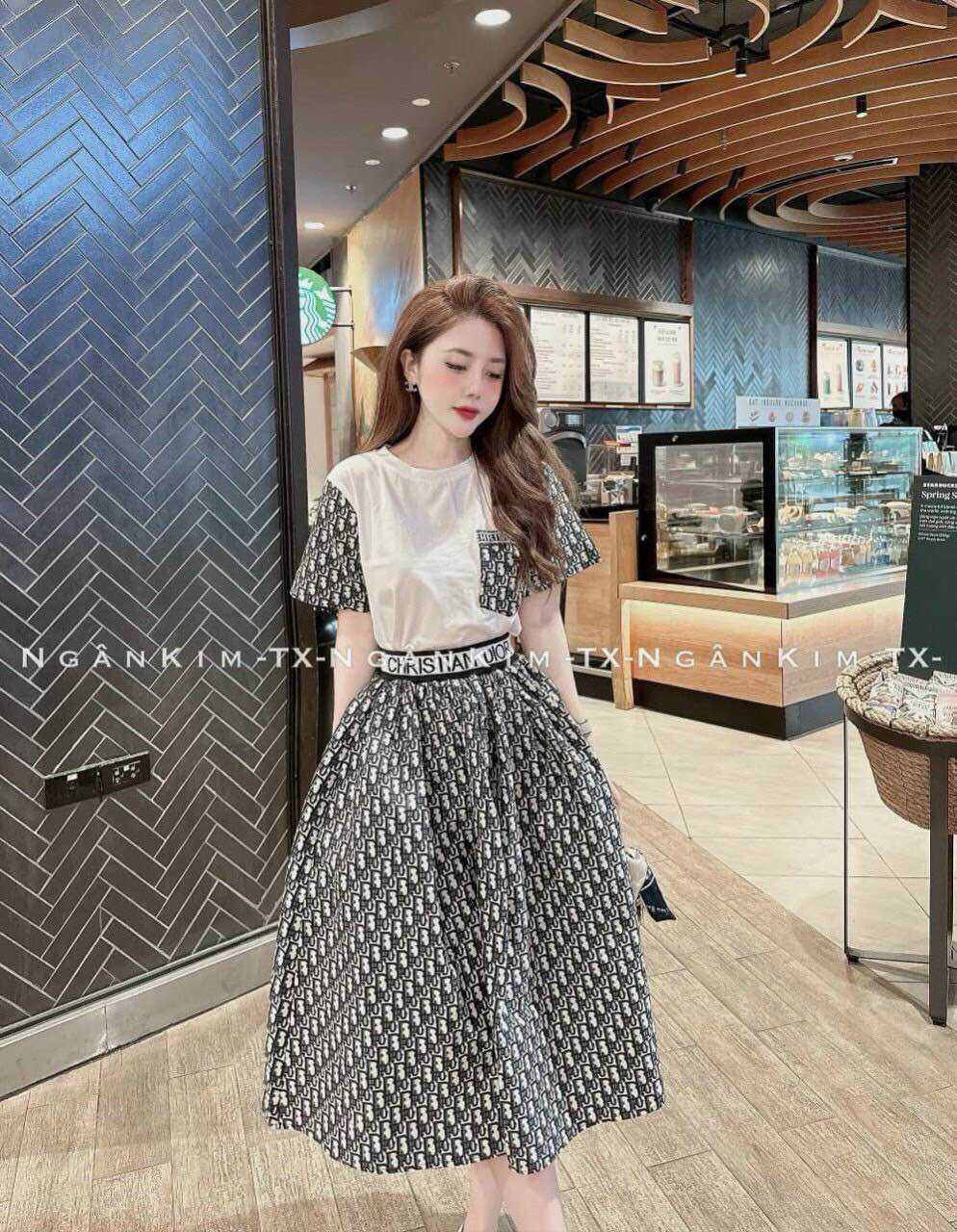 Set bộ thun lụa áo ngắn tay cổ v kèm quần suông dài ống rộng, Set bộ thun quần ống suông co giãn kèm áo thun