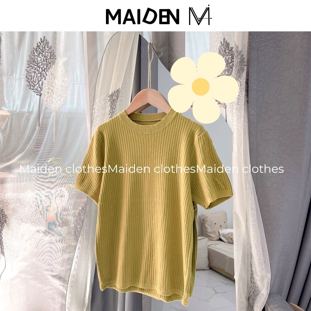 Áo thun tay cổ tròn len hàn MAIDEN
