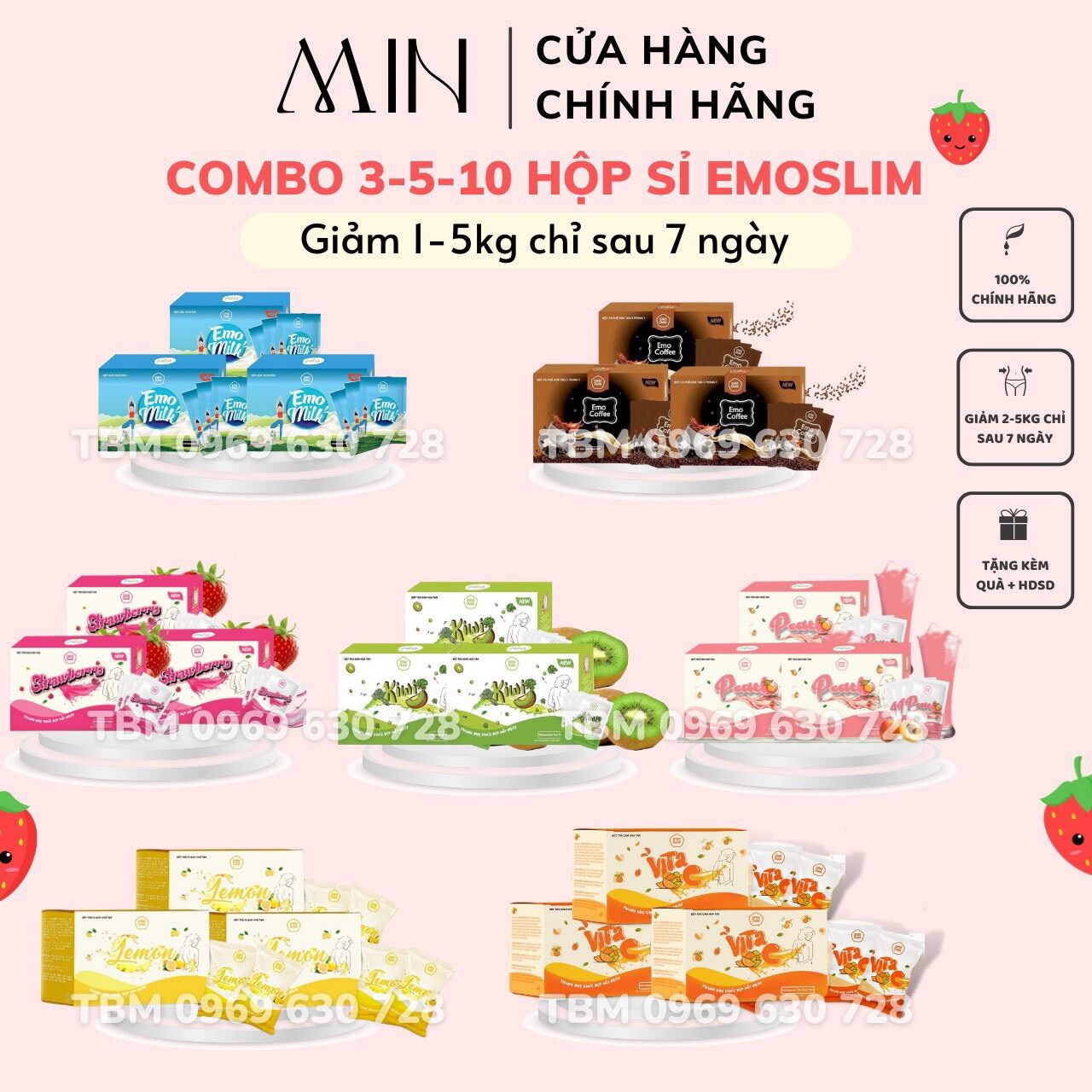Combo 3-5-10 hộp giảm cân emoslim chính hãng/ nhắn tin shop chọn vị - - tiệm bột min chính hãng
