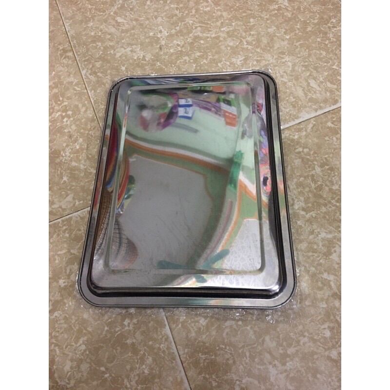Khay inox sâu 2cm đựng thực phẩm [hàng dày dặn]