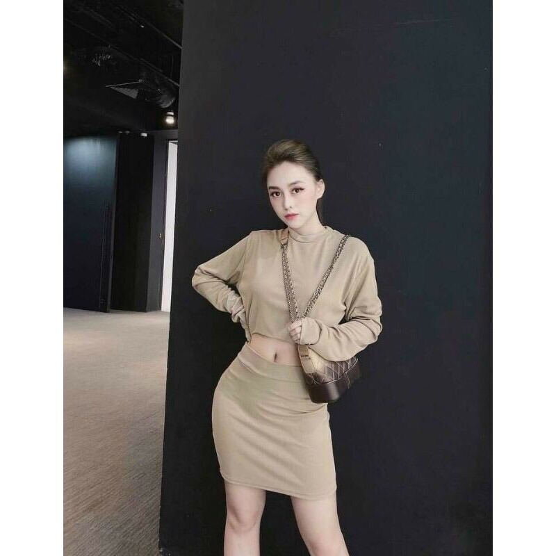 Mua Set áo thun croptop  chân váy ôm body màu hồng màu nude siêu xinh chất  vải borip co dãn tốt shop Tiến Linh  Tiki