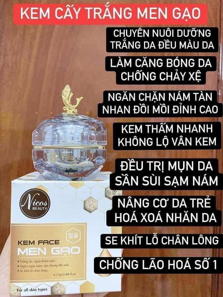 Kem Face Men Gạo Nicos hàng chuẩn