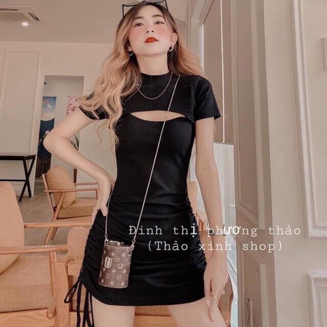 Váy body hở ngực rút hông