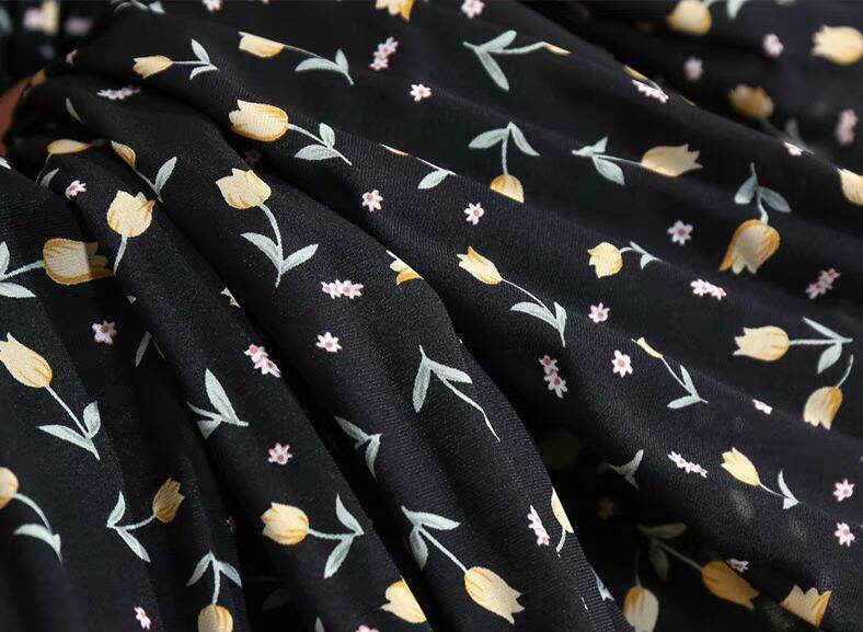 Chân váy hoa, Chân váy dáng dài hoa nhí vintage cạp chun co giãn Midi thời trang Habis