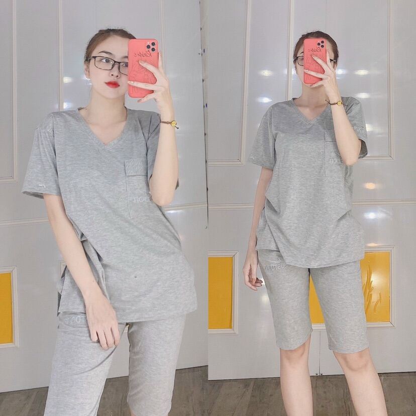 Đồ bộ nữ, set bộ thun lửng, set bộ ngố chất cotton mặc nhà dễ thương form rộng thoải mái bigsize tới 85kg